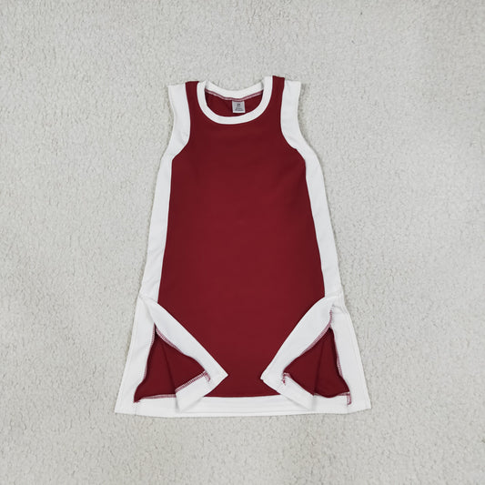 GSD4257 Solid Color Dark Red Yoga Girl's Dress