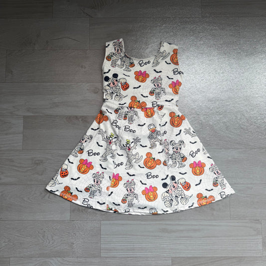 NO MOQ Preorder GSD4291 Halloween Pumpkin Cartoon White Sleeveless Yoga Dresses for Girls 202607