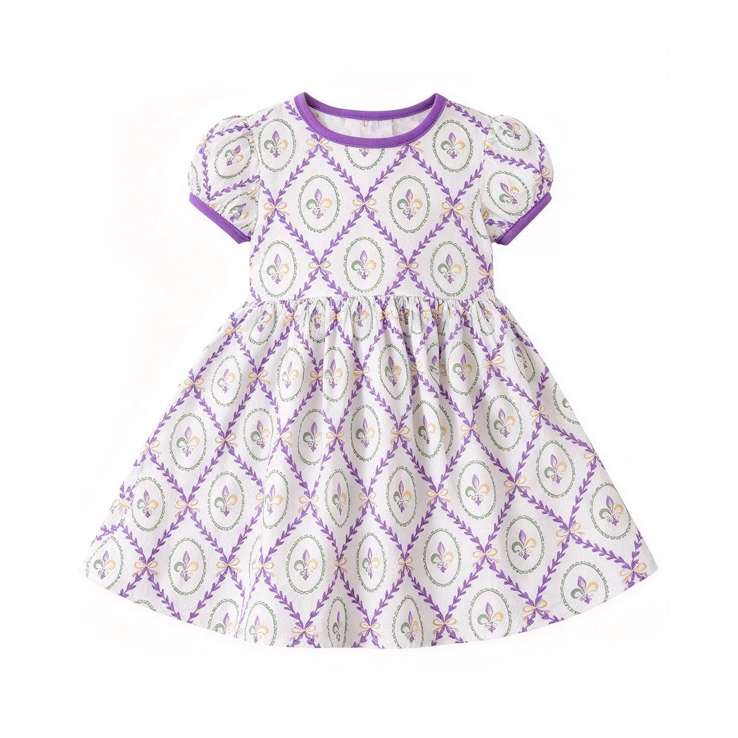 Preorder MOQ 5 pcs GSD4314 Mardi Gras Purple Girl's Dress 202609