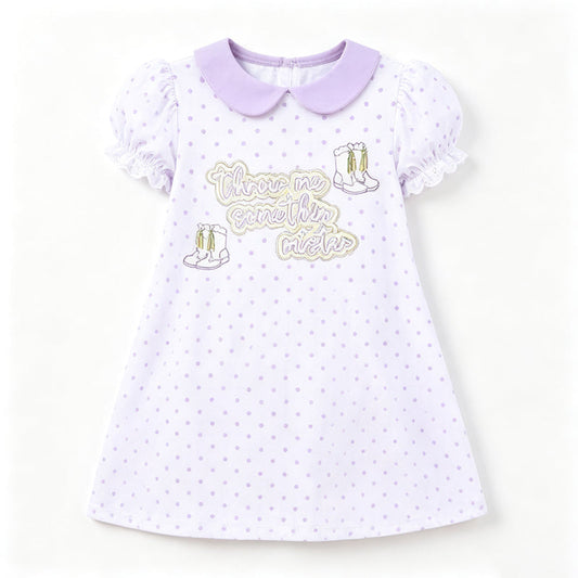 Preorder MOQ 5 pcs GSD4318 Mardi Gras Purple Doll Collar Girl's Dress 202609