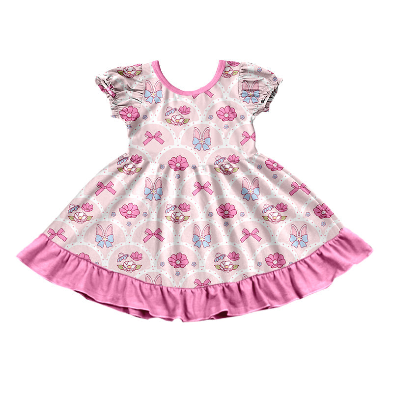 Preorder MOQ 5 pcs 202609 Each Style Easter Bunny Ears Bows Rose Red Kids Matching Clothes