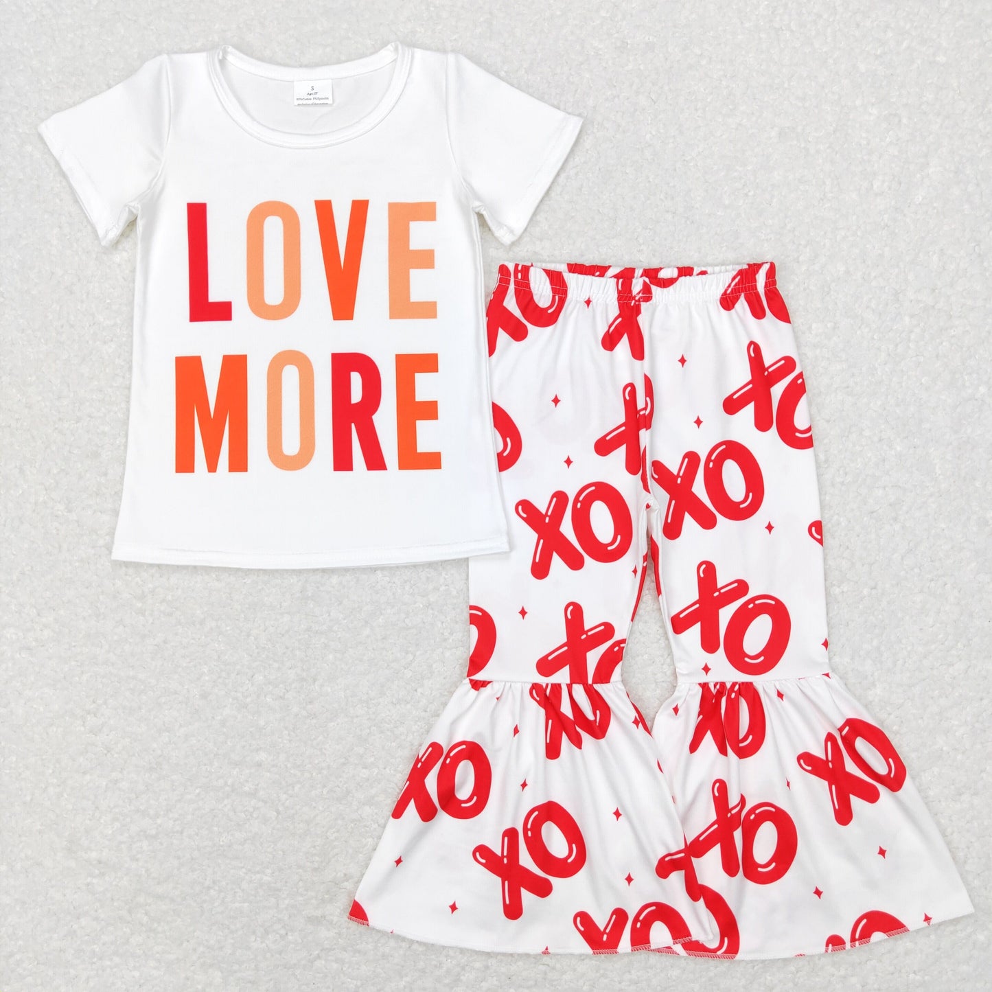 GSPO1122 White Red Love short sleeve top pants set valentines boutique baby girl outfit RTS 202412