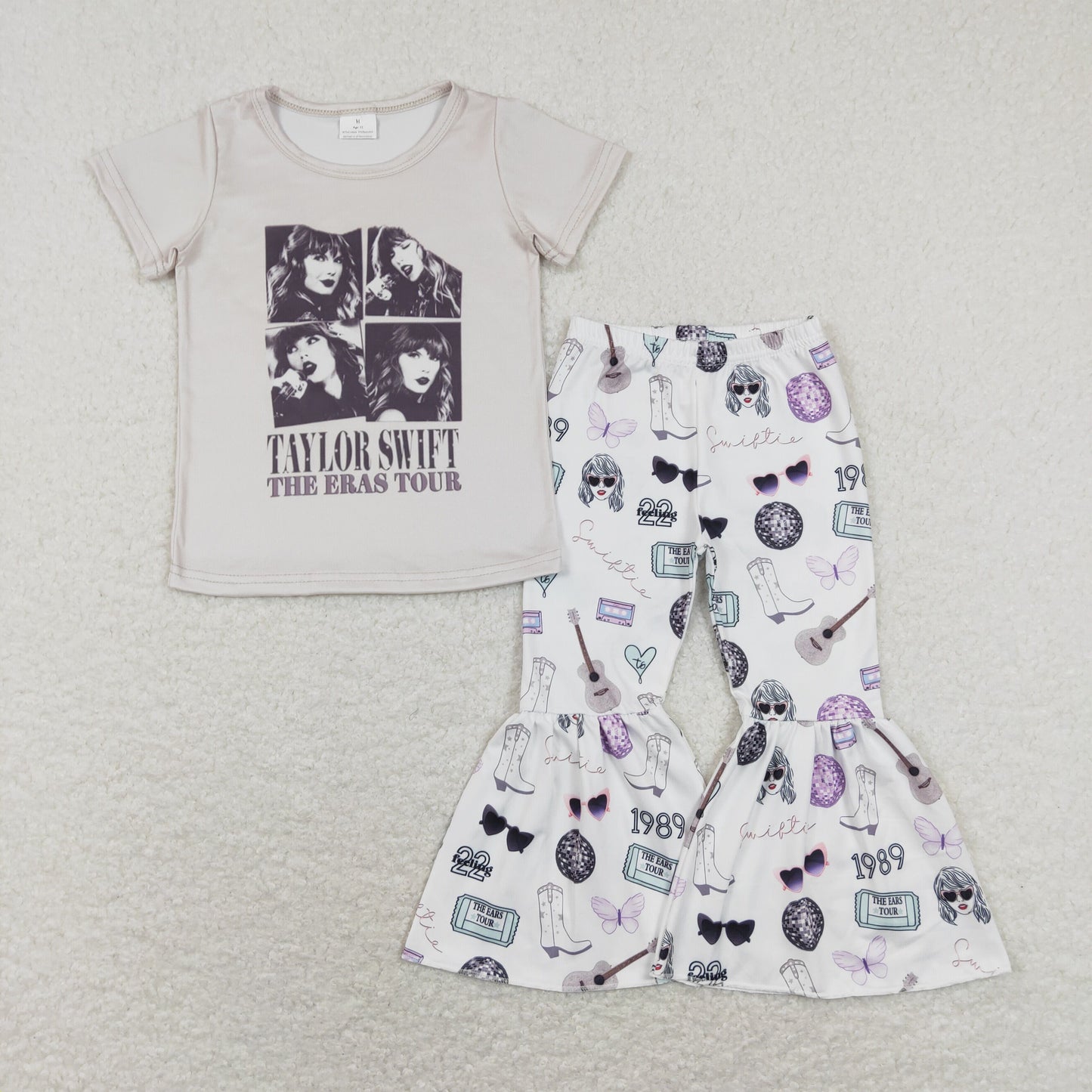 GSPO1404 Swift Singer pink Top 2Pcs Girls Short Sleeve Pants Outfits