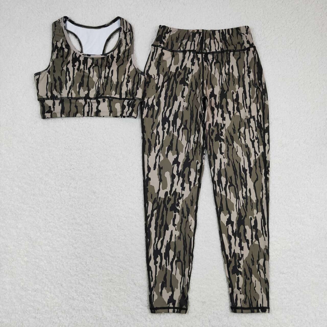 GSPO1461 Adult women's brown green camouflage sleeveless pants yoga suit girls clothing sets for adults