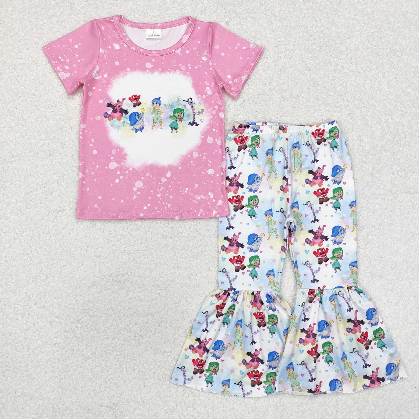 GSPO1657 Cartoon pink purple short sleeve colorful pantsuit