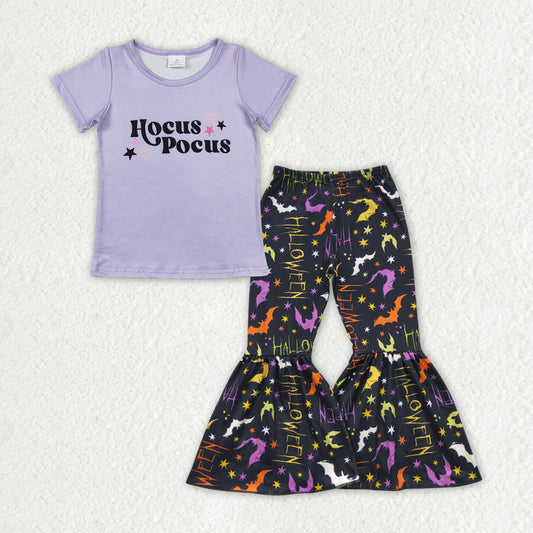 GSPO1699 hocus pocus Stars Purple short-sleeved Bat Black pantsuit