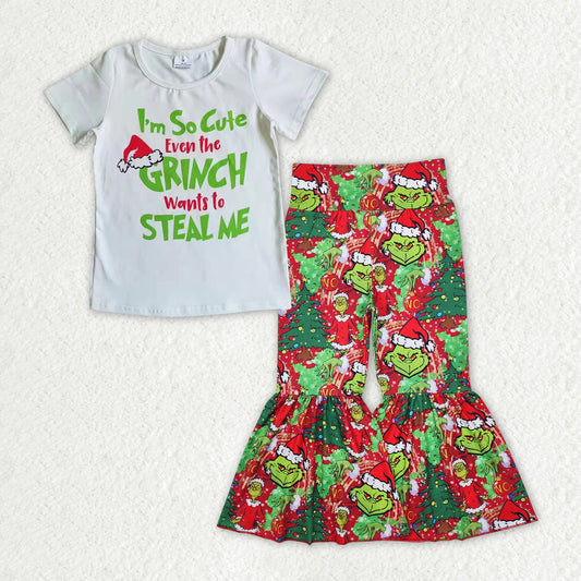 GSPO1723 grinch short-sleeved red and green pantsuit