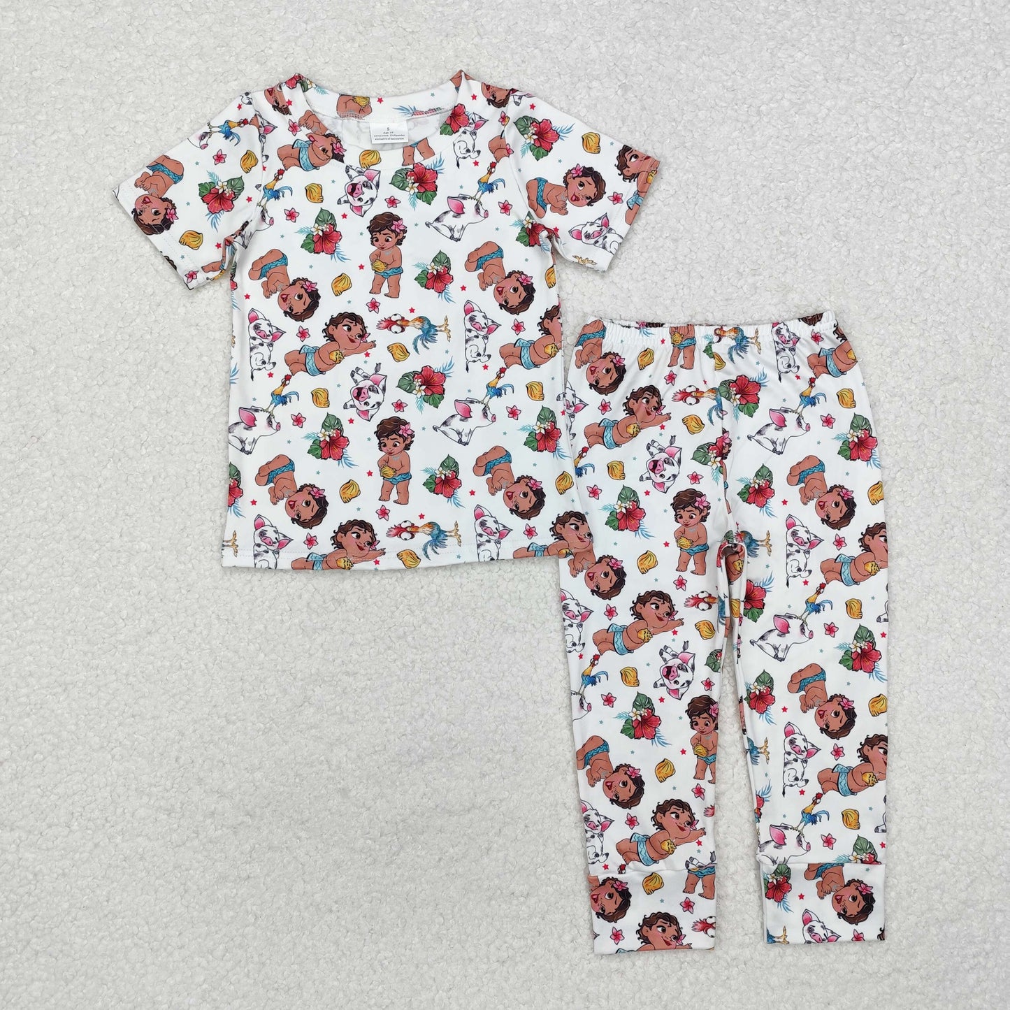 GSPO1750 Cartoon Flower Animal White Short-Sleeved Pants Pajamas Girls Set RTS 202509