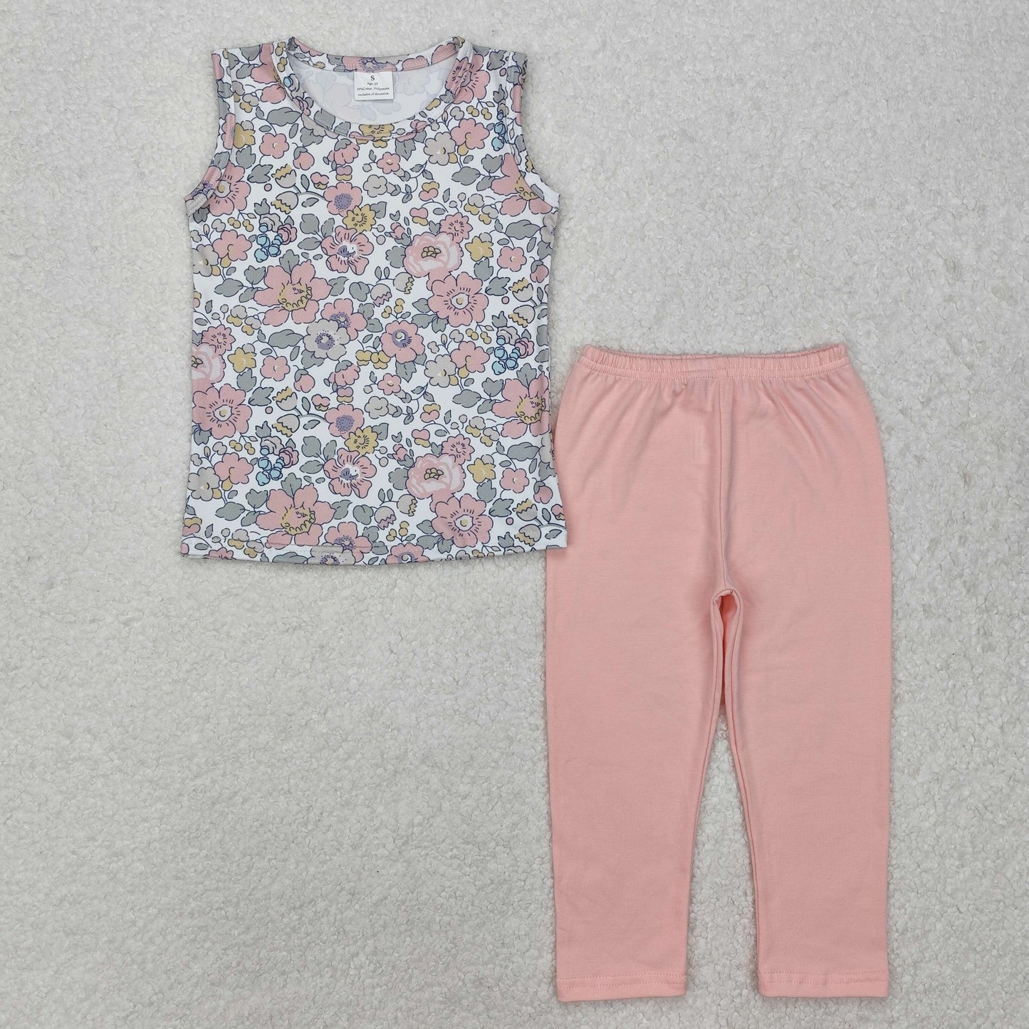 GSPO1919 Orange Pink Flower Vest pants sets Girls clothing sets summer outfit RTS 202501