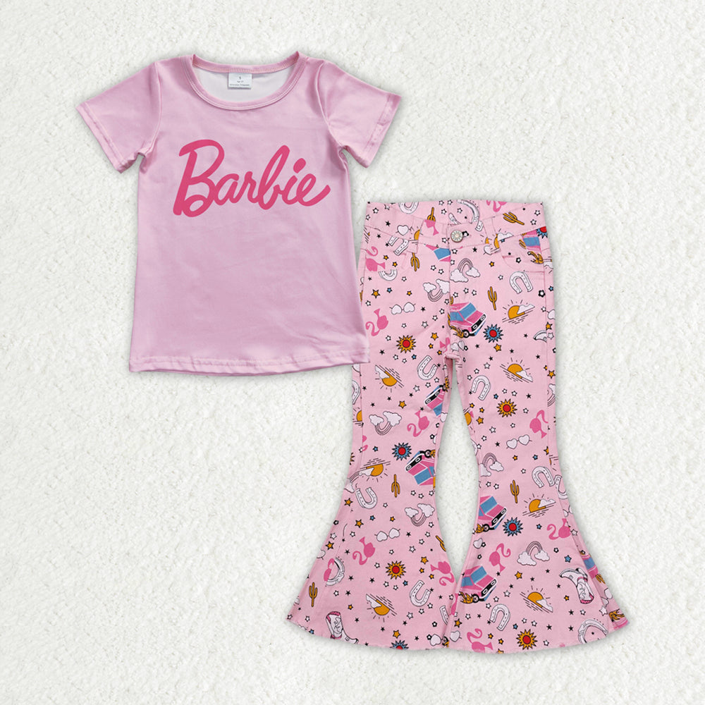 GSPO1932 Valentines girls boutique outfits Pink barbie outfit pink denim pants RTS202412