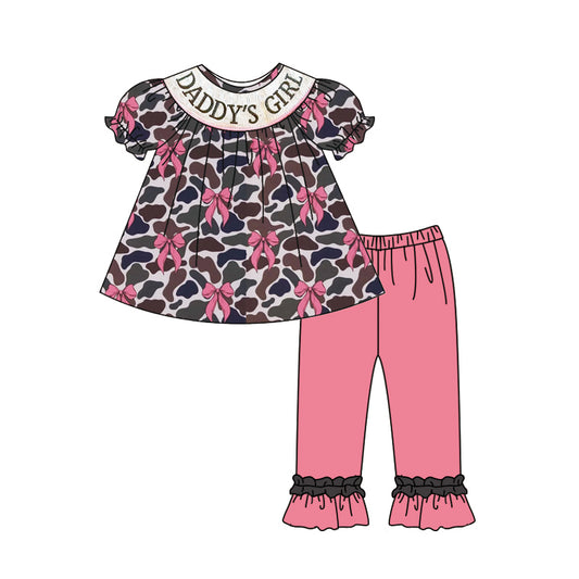 preorder GSPO2025 Daddys Girls Pink Bow Camo Short Sleeve Pants Set 202505