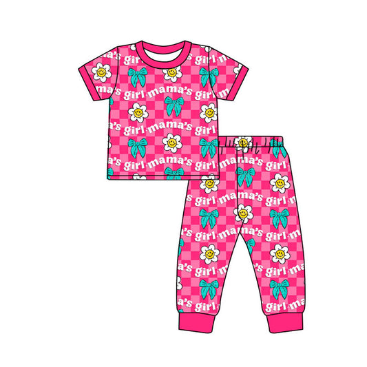 MOQ 8 preorder GSPO2084 Mama's Girl Short Sleeve Pants Girls Set 202509