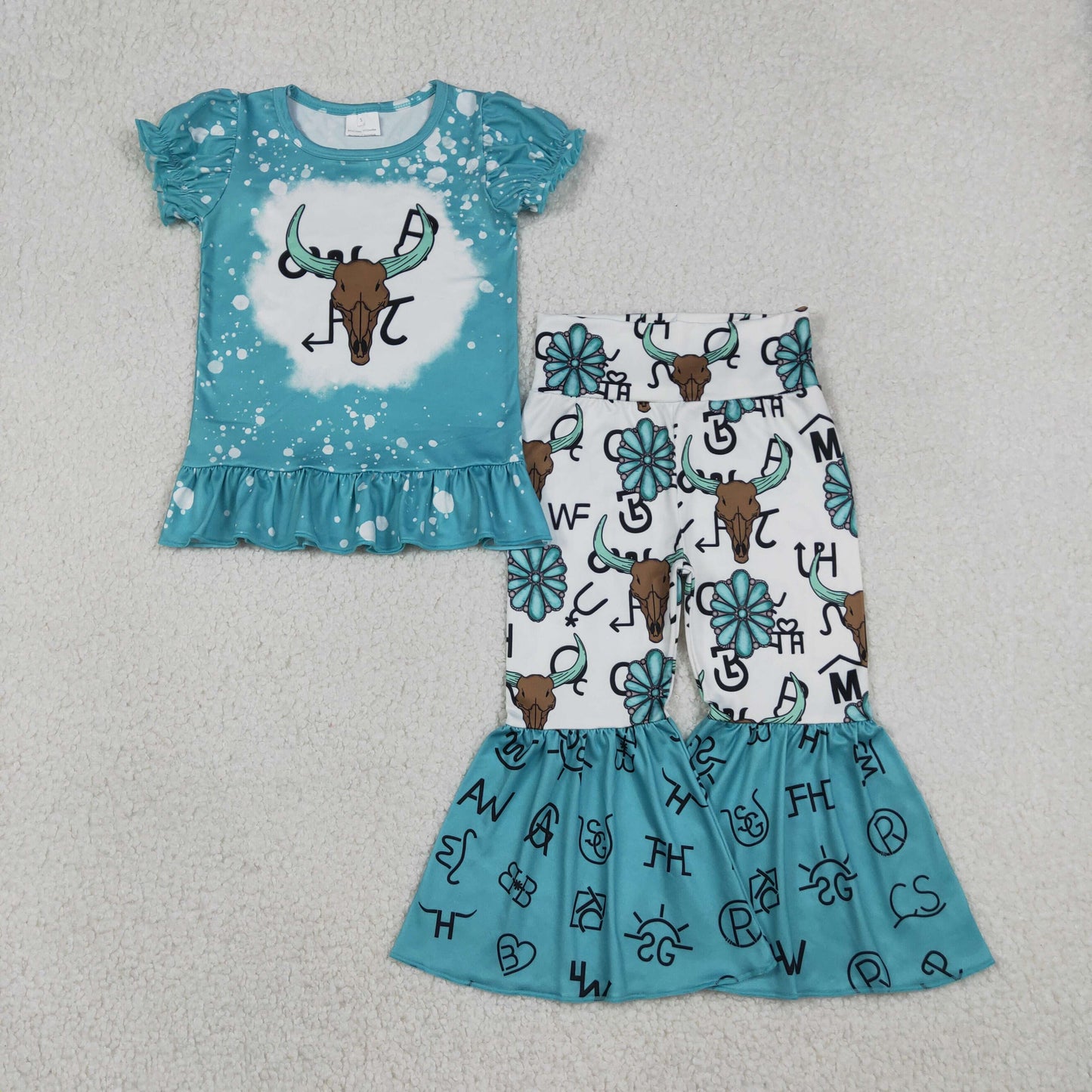 GSPO2114 Alpine Bullhead Short Sleeve Emerald Character Pants Girls Set 202512 RTS