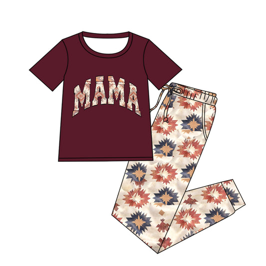 MOQ 5 PCS preorder GSPO2253 Adult Female MAMA Purple Red Short Sleeve Pants Sets 202512