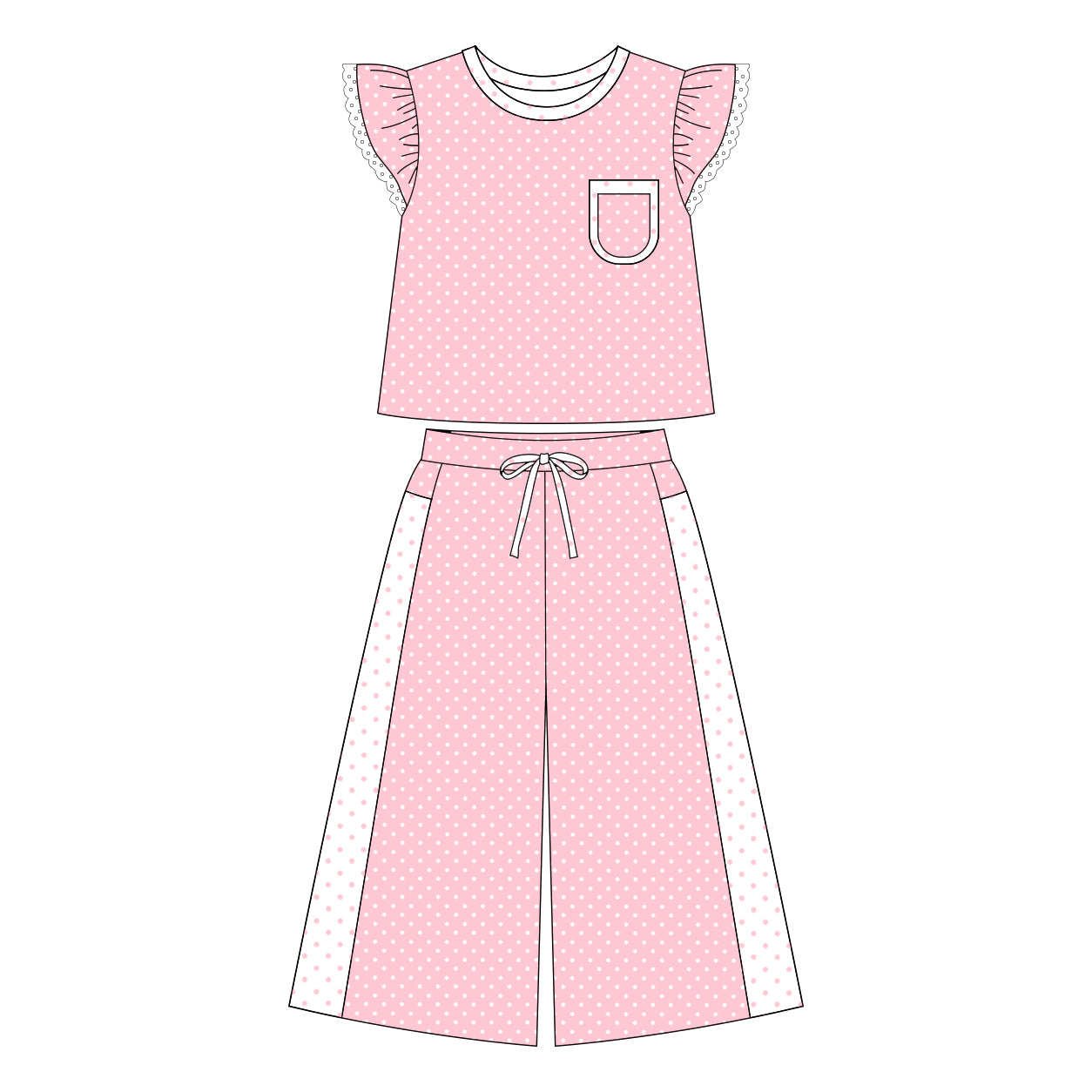 MOQ 5 PCS Preorder GSPO2330 Sibling Sweet Girls Dots Lace Ruffle Pink Fly Sleeve Pants Girls Sets 202607