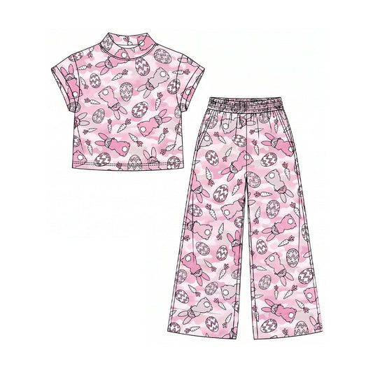Preorder MOQ 5 pcs Each Style Easter Bunny Camo Pink Kids Matching Clothes 202609