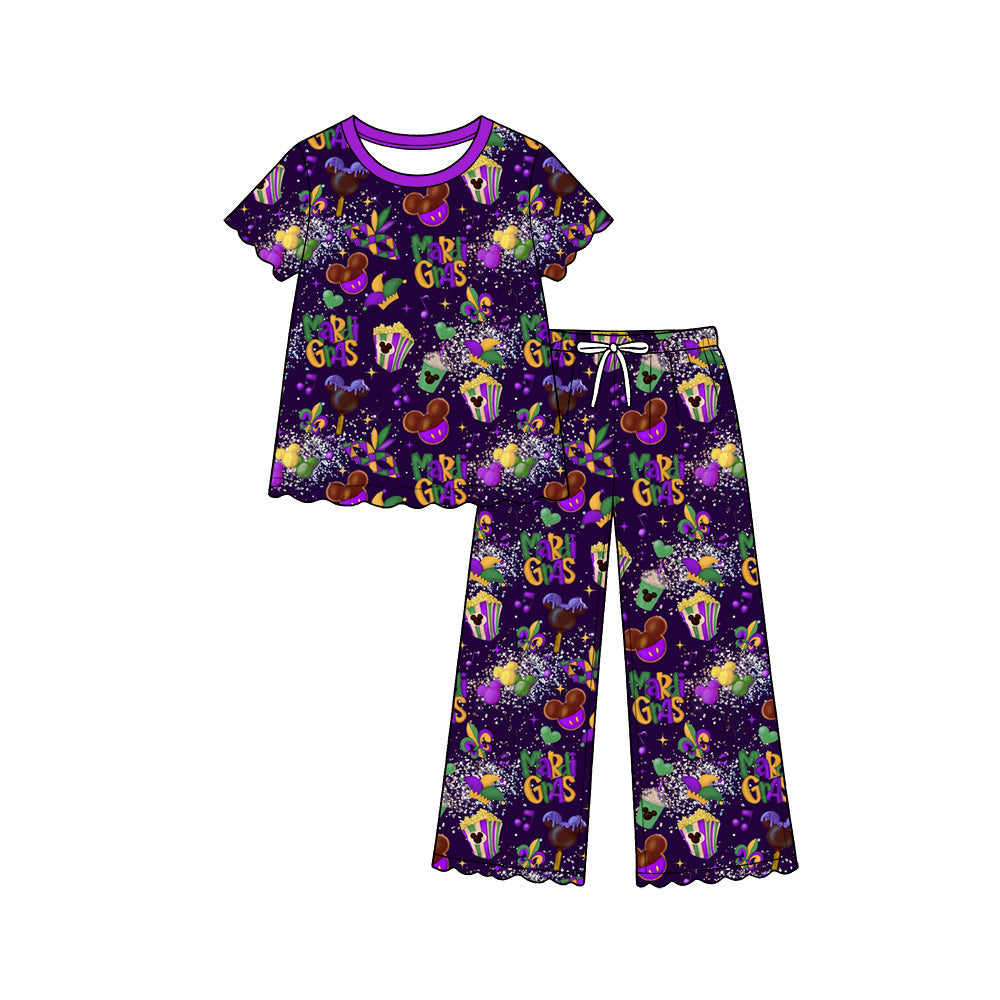 Preorder MOQ 5 pcs Each Style Mardi Gras Mask Scallop Edge Kids Matching Clothes 202609