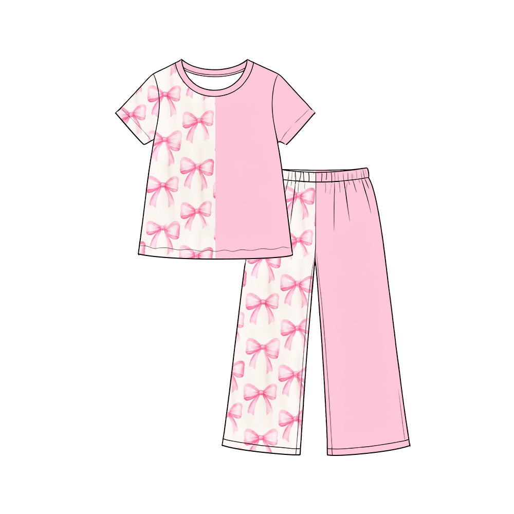 Preorder MOQ 5 pcs Each Style Leopard & Bow & Plaid Sweet Kids Matching Clothes