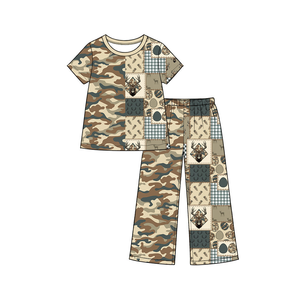Preorder MOQ 5 pcs Each Style Happy Easter Camo Kids Matching Clothes