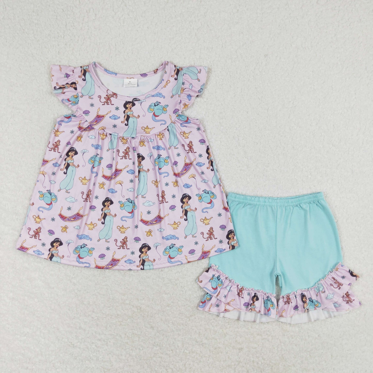 GSSO0912 Princess pink purple flying sleeve blue shorts set high quality
