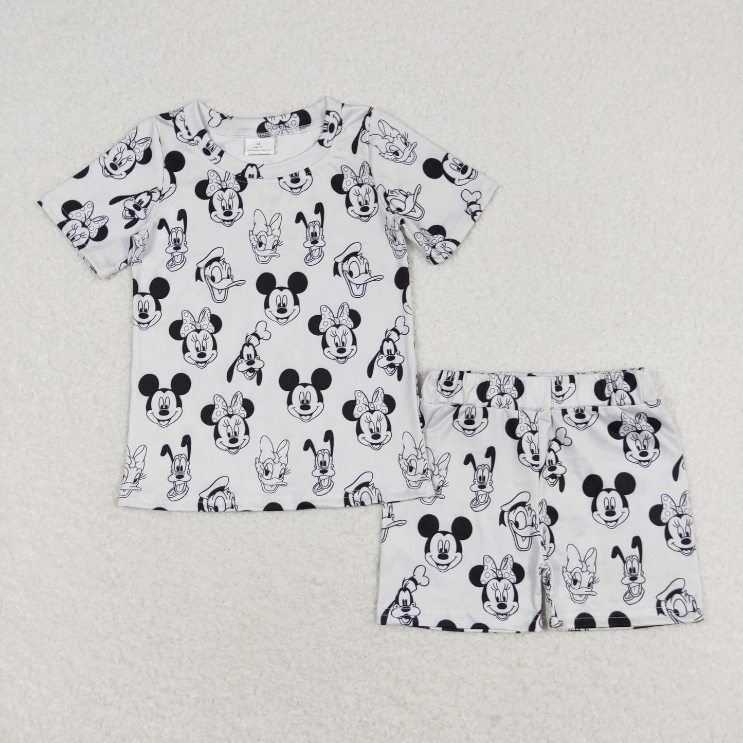 GSSO1151 Mickey Minnie light grey short-sleeved shorts suit