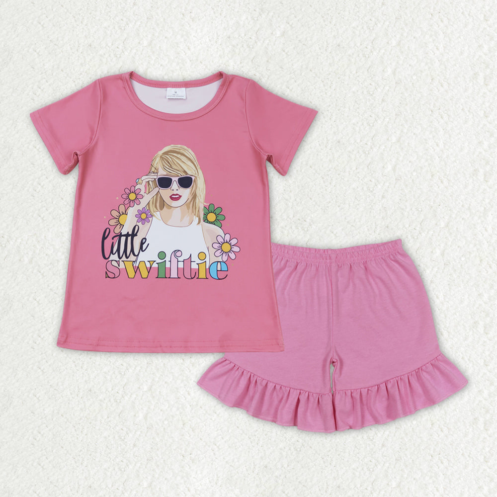 GSSO1387 Taylor Swift Pink Short-Sleeved Ruffle Shorts Girls Sets RTS 202508