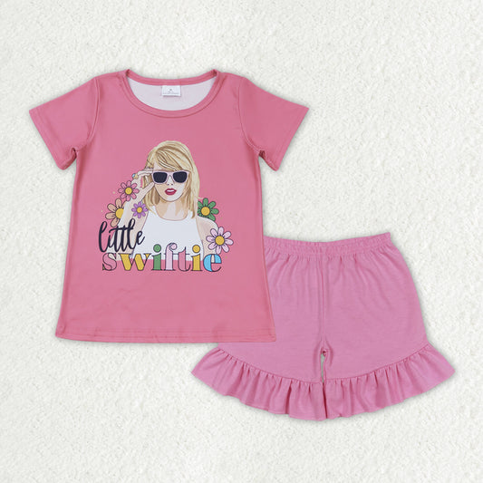 GSSO1387 Taylor Swift Pink Short-Sleeved Ruffle Shorts Girls Sets RTS 202508