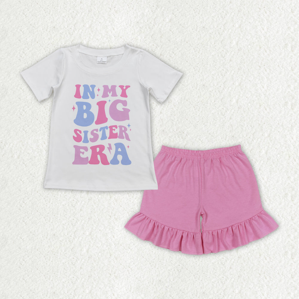 GSSO1400 in my big sister era printed multi-color shorts high quality wholesale kid clothing set for girl summer