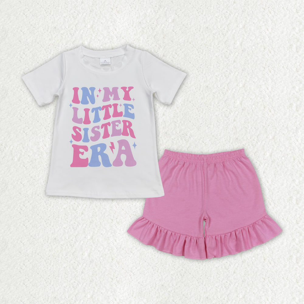 GSSO1401 in my little sister era printed multi-color shorts high quality wholesale kid clothing set for girl summer