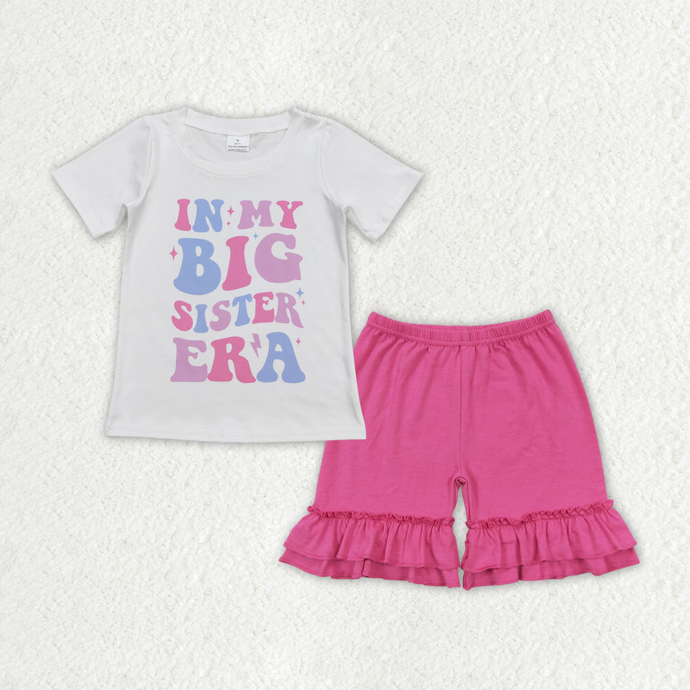 GSSO1400 in my big sister era printed multi-color shorts high quality wholesale kid clothing set for girl summer