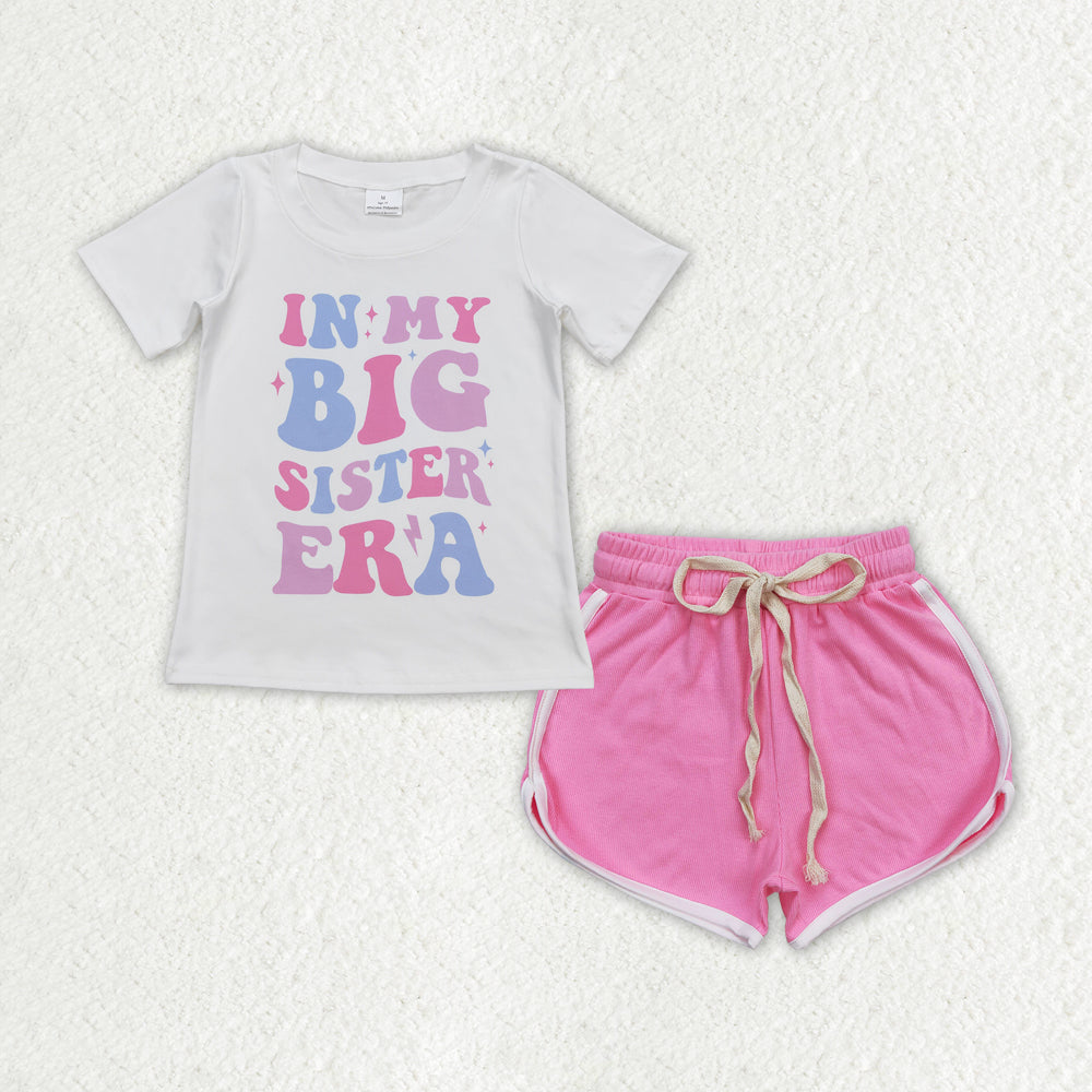 GSSO1400 in my big sister era printed multi-color shorts high quality wholesale kid clothing set for girl summer