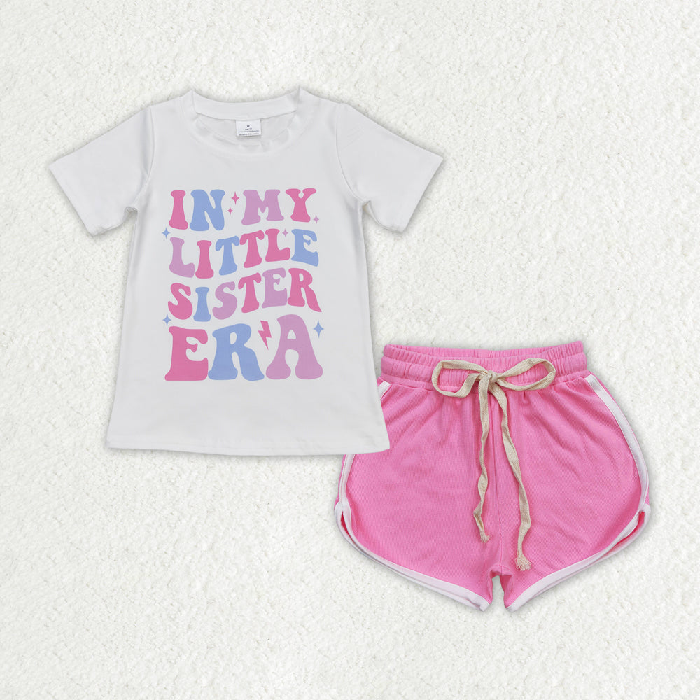GSSO1401 in my little sister era printed multi-color shorts high quality wholesale kid clothing set for girl summer