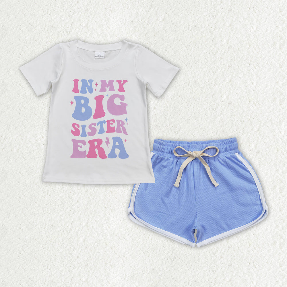 GSSO1400 in my big sister era printed multi-color shorts high quality wholesale kid clothing set for girl summer