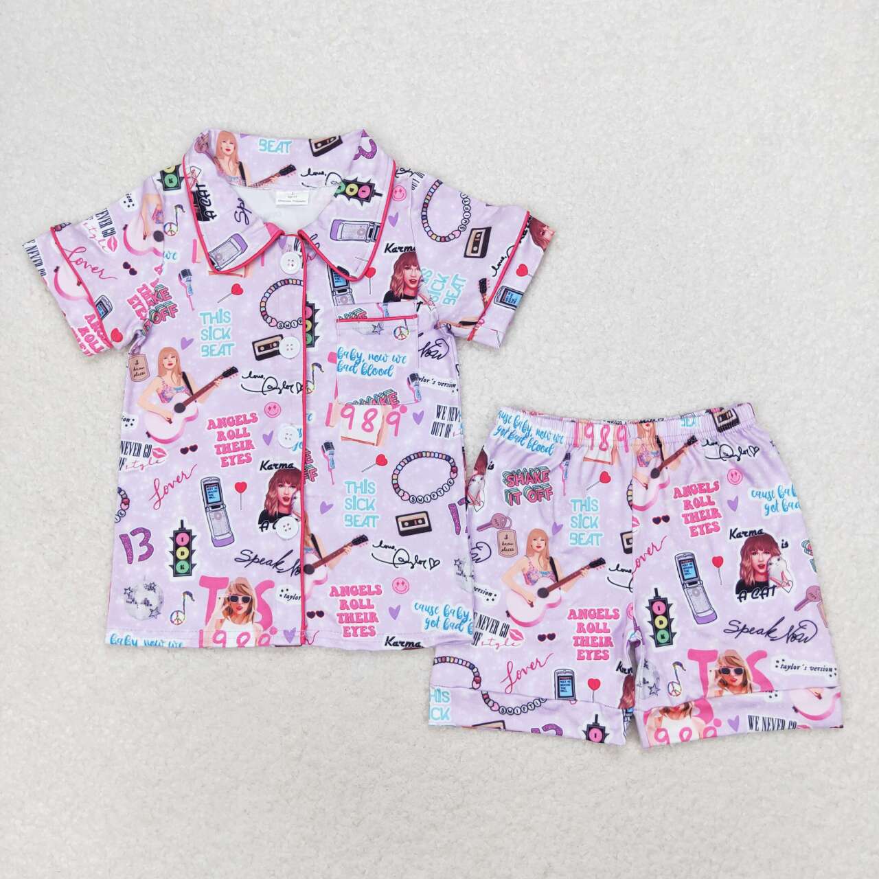 GSSO1449 taylor swift purple short-sleeved shorts pajama set