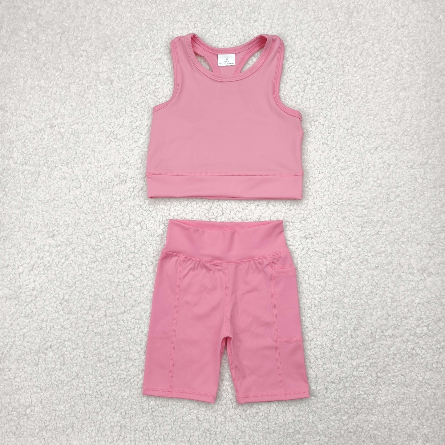 GSSO1516 Yoga Outfit Baby Girls Sports clothes Pink Sleeveless Vest shorts Girls Boutique Summer clothes 202504 RTS