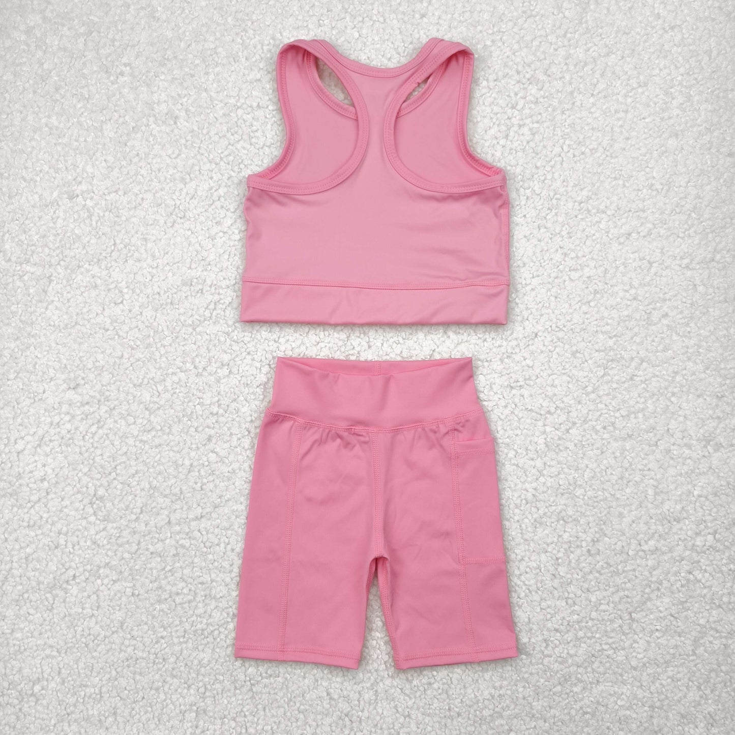 GSSO1516 Yoga Outfit Baby Girls Sports clothes Pink Sleeveless Vest shorts Girls Boutique Summer clothes 202504 RTS