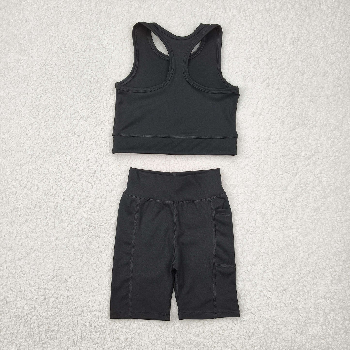 GSSO1517 Yoga outfit Black Vest and Shorts Set Girls Boutique outfit 202504 RTS