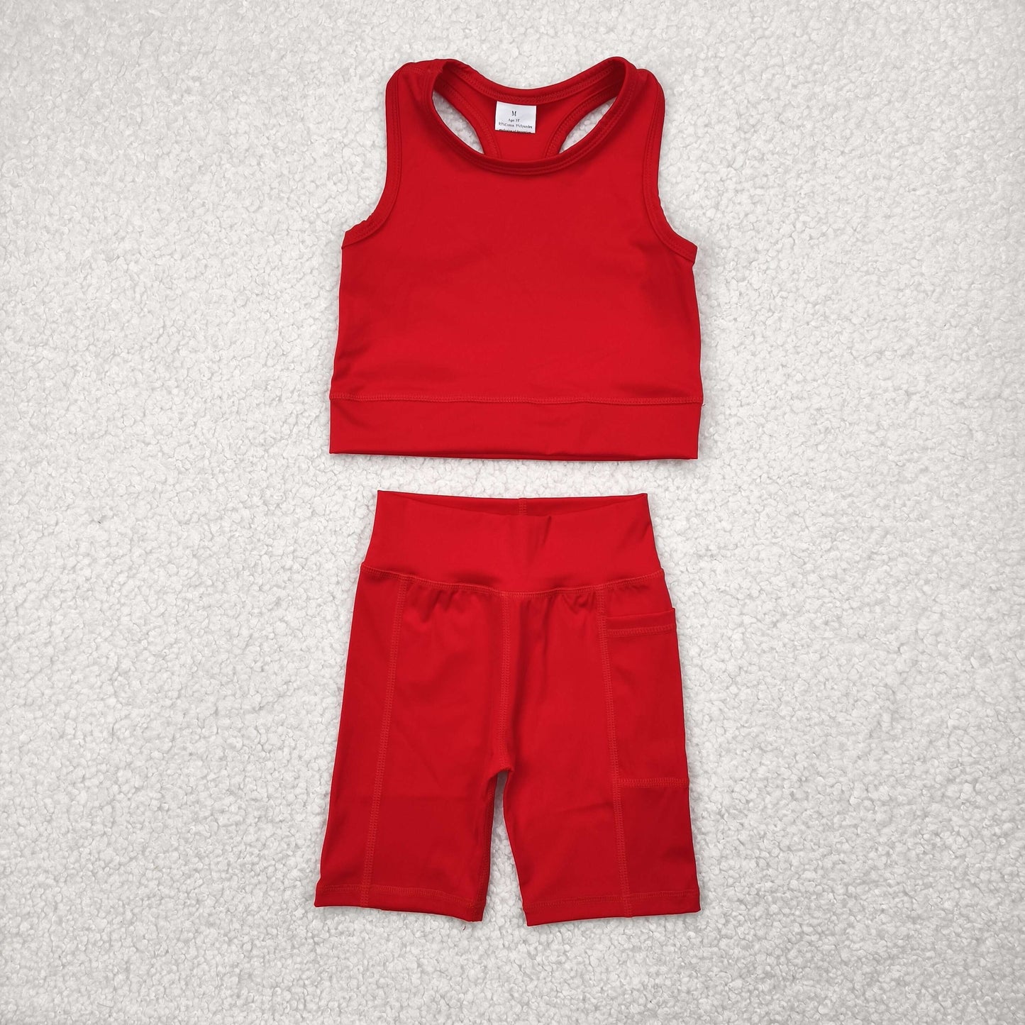 GSSO1519 Yoga Outfit Baby Girls Sports clothes Red Sleeveless Vest shorts Girls Boutique Summer clothes 202504 RTS