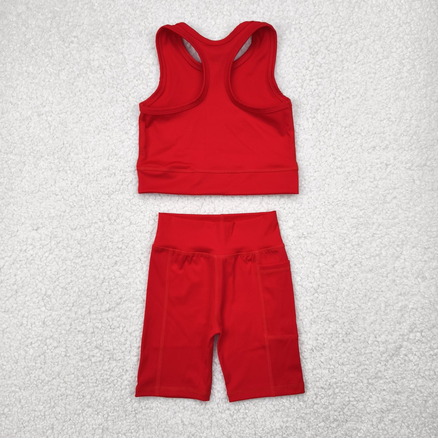 GSSO1519 Yoga Outfit Baby Girls Sports clothes Red Sleeveless Vest shorts Girls Boutique Summer clothes 202504 RTS