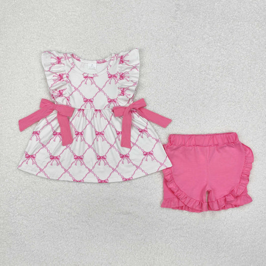 GSSO1620  girls clothing outfits pink bows sets boutique valentine clothes 202412RTS