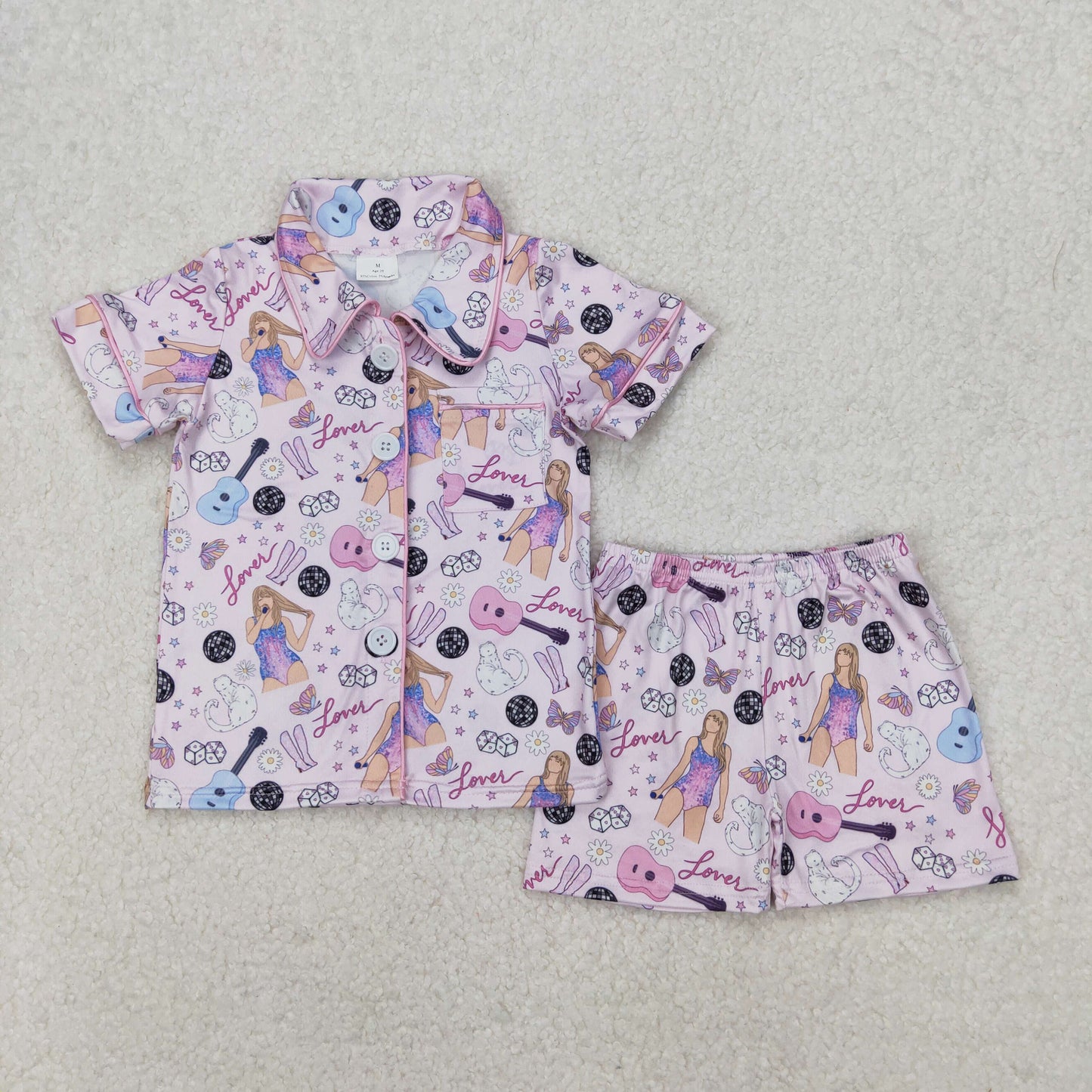 GSSO1773 Taylor Fans Purple Pink short sleeve top shorts pajamas boutique girls clothing sets summer outfit RTS 202503 RTS
