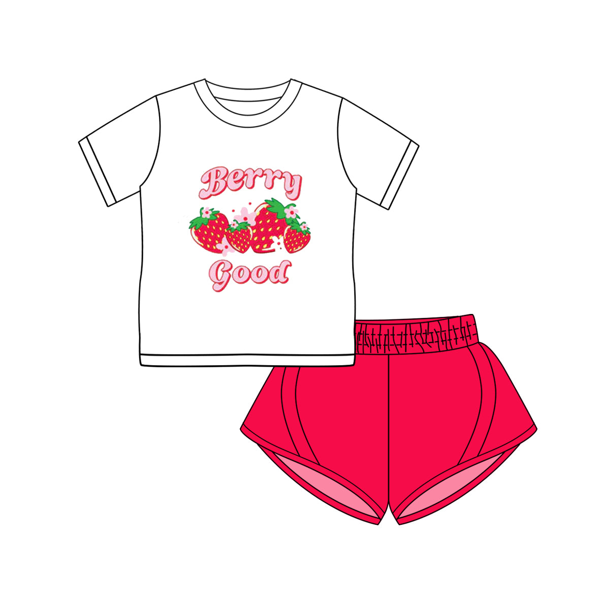 preorder GSSO2419 White Short Sleeve Top Strawberry Red Shorts Sets Girls Boutique Outfit 202503