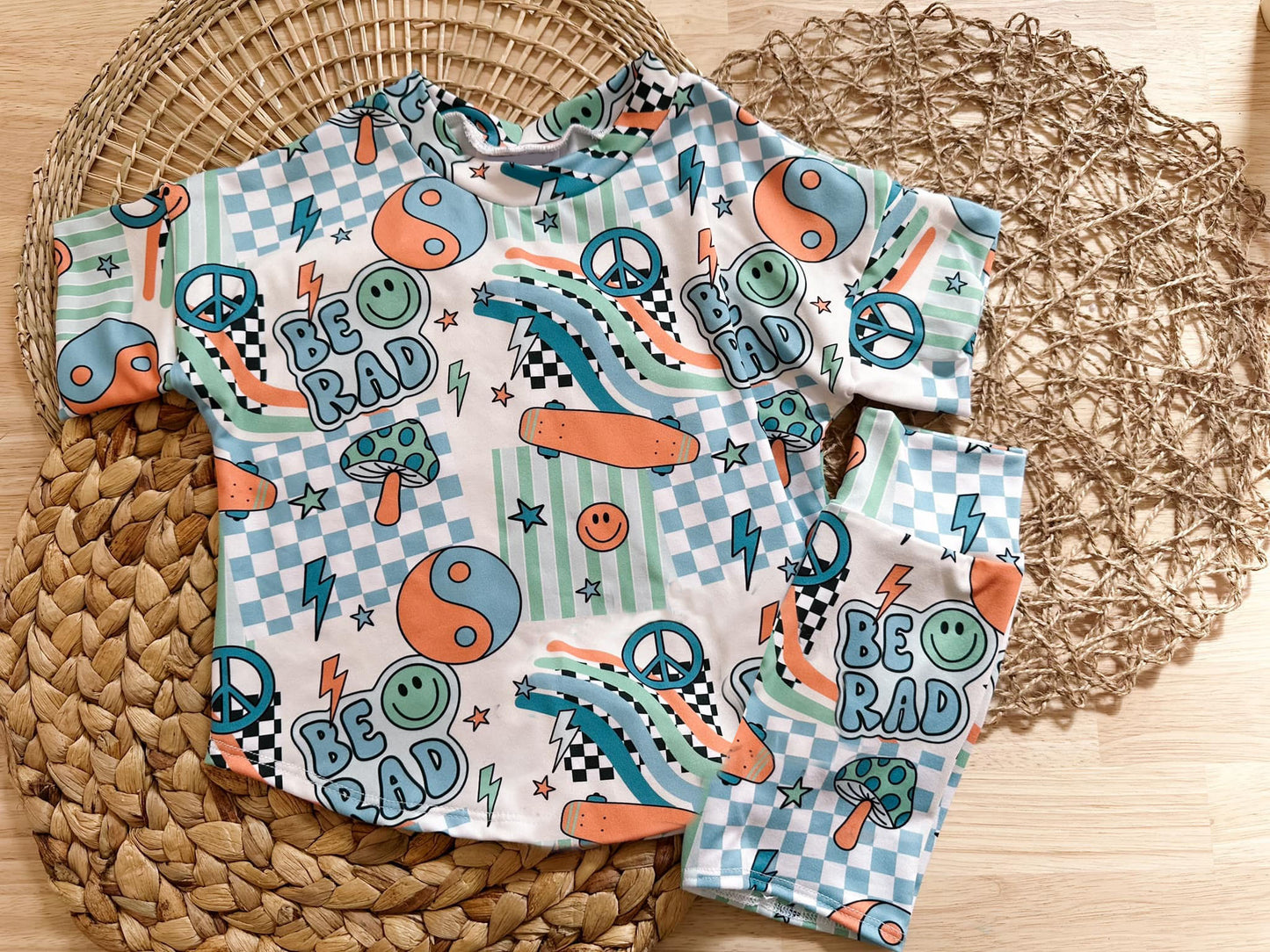 preorder GSSO2436 Smile Face Lightning Blue Green Short Sleeve Shorts Sets Girls Boutique Outfits 202504