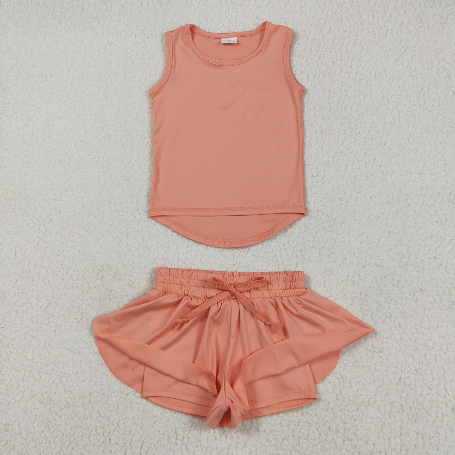 GSSO2502 Pure Orange Yoga Milk Silk Sleeveless Top Shorts Set Girls Boutique Outfit 202505 RTS