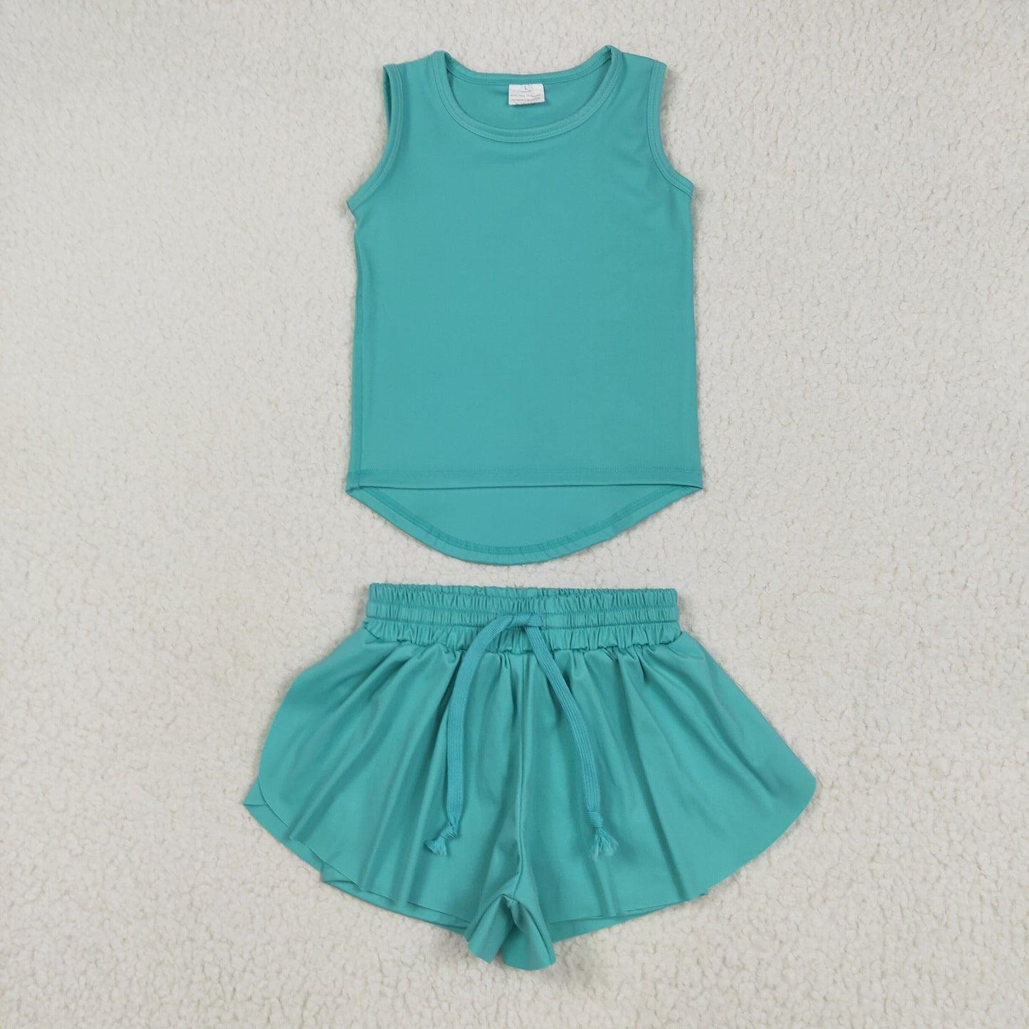 GSSO2572 Yoga outfit Pure Mint Green Sleeveless top shorts 2 pieces set Girls Boutique outfit 202505 RTS