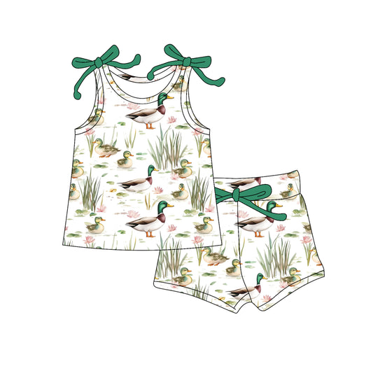 preorder GSSO2575 Duck Hunting Green Sleeveless Top Shorts Sets Girls Boutique Outfits 202504