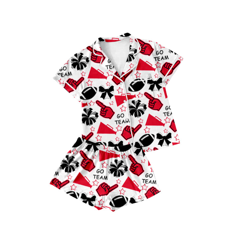 Preorder GSSO2673 Go Team Polo Short Sleeve Shorts Pajamas Sets Girls Boutique Outfit 202506