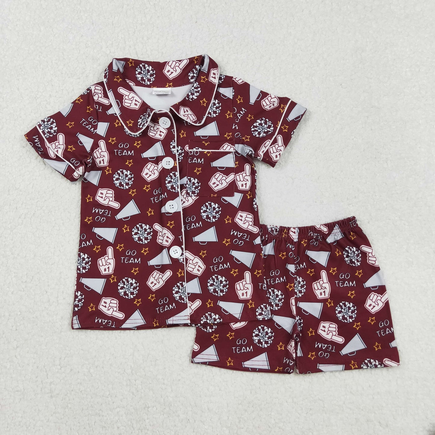 GSSO2678 Go Team Red Polo Short Sleeve Shorts Pajamas Girls Sets 202508 RTS