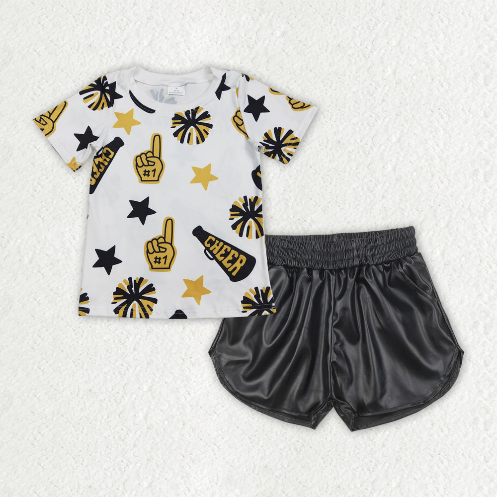 GSSO2685 4th of July Black Leather Shorts Set Girls Boutique 202506 RTS