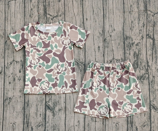GSSO2708 Girls Boutique Deer Hunting Green Camo Short Sleeve Shorts Sets 202510 RTS